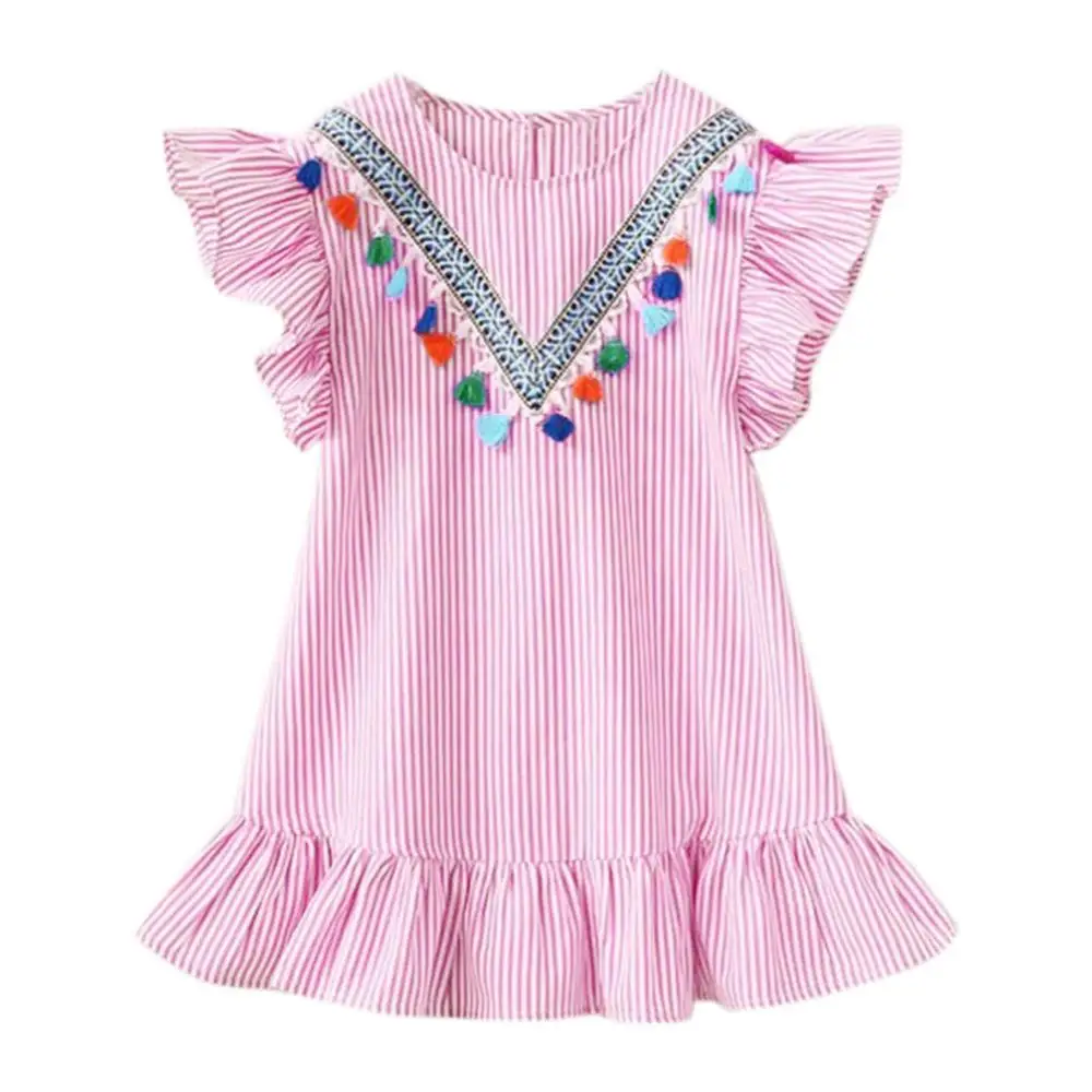 New Kids Dresses for Girls Clothes Summer Girl Stripe Princess Dress Toddler Baby Dress 1 2 3 4 5 6 7 Years Children\'s Clothing