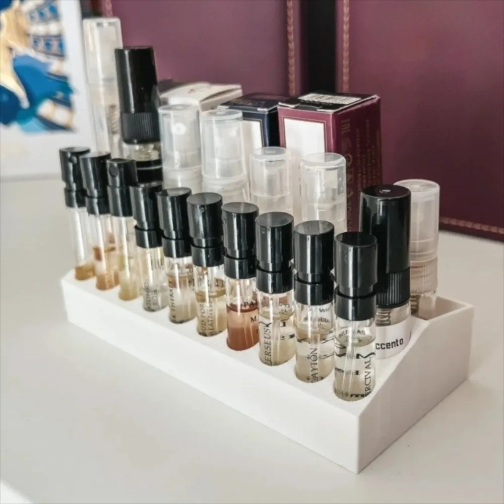 Multi-Grid Sample Holder 3D Printed Slope Design Mini Fragrance Vial Display Storage Rack Portable Minimalist