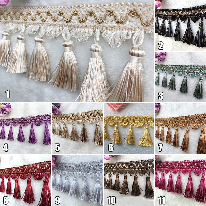 Tassel Fringe Trim Cotton Lace Edging for Sewing Crafts Curtain Tablecloth Wedding Decor Upholstery Home Decoration Ribbon