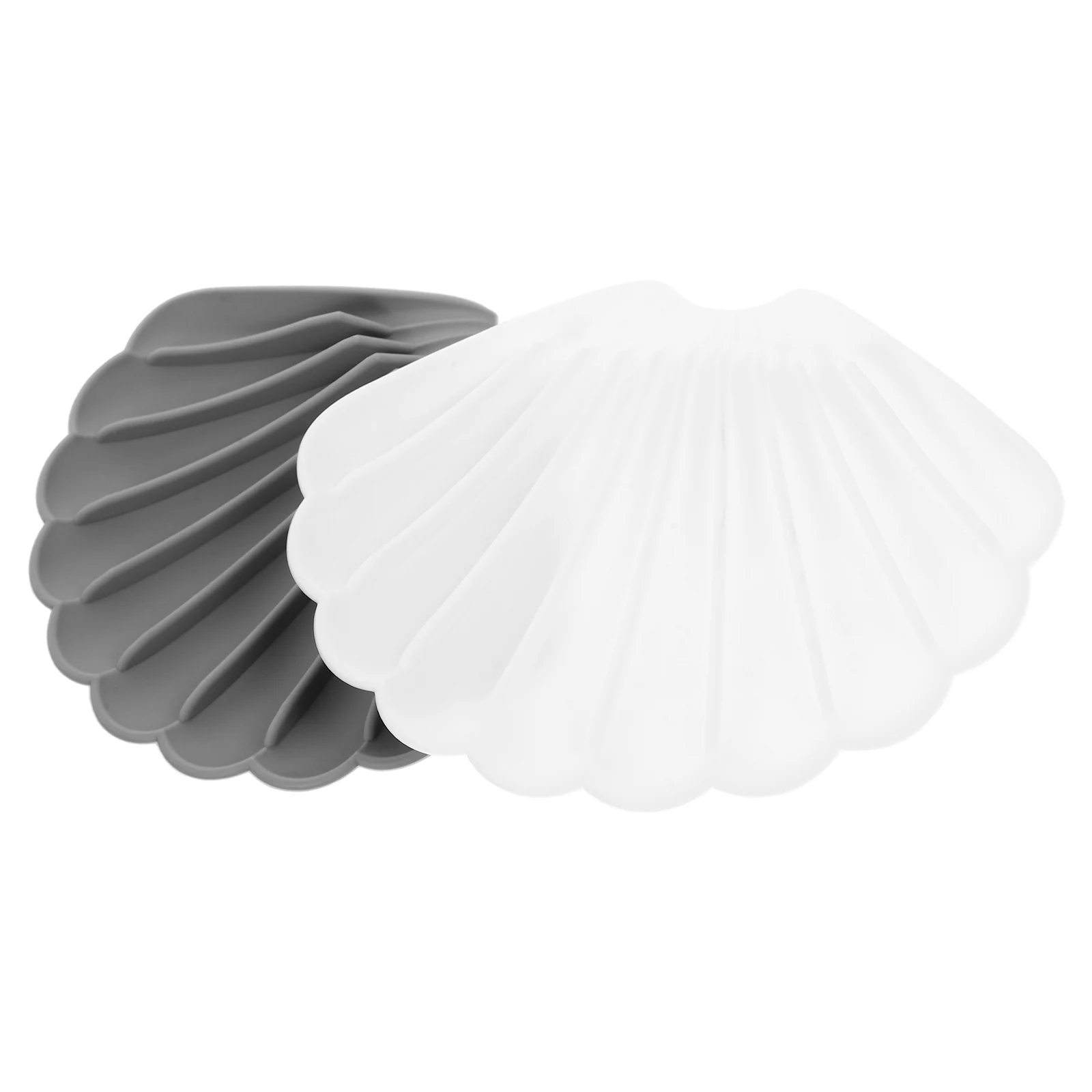 

2pcs Silicone Dish Shell-Shaped Self-Draining Non-Slip Soap Holder Kitchen Bathroom Storage Tray Countertop Organizer