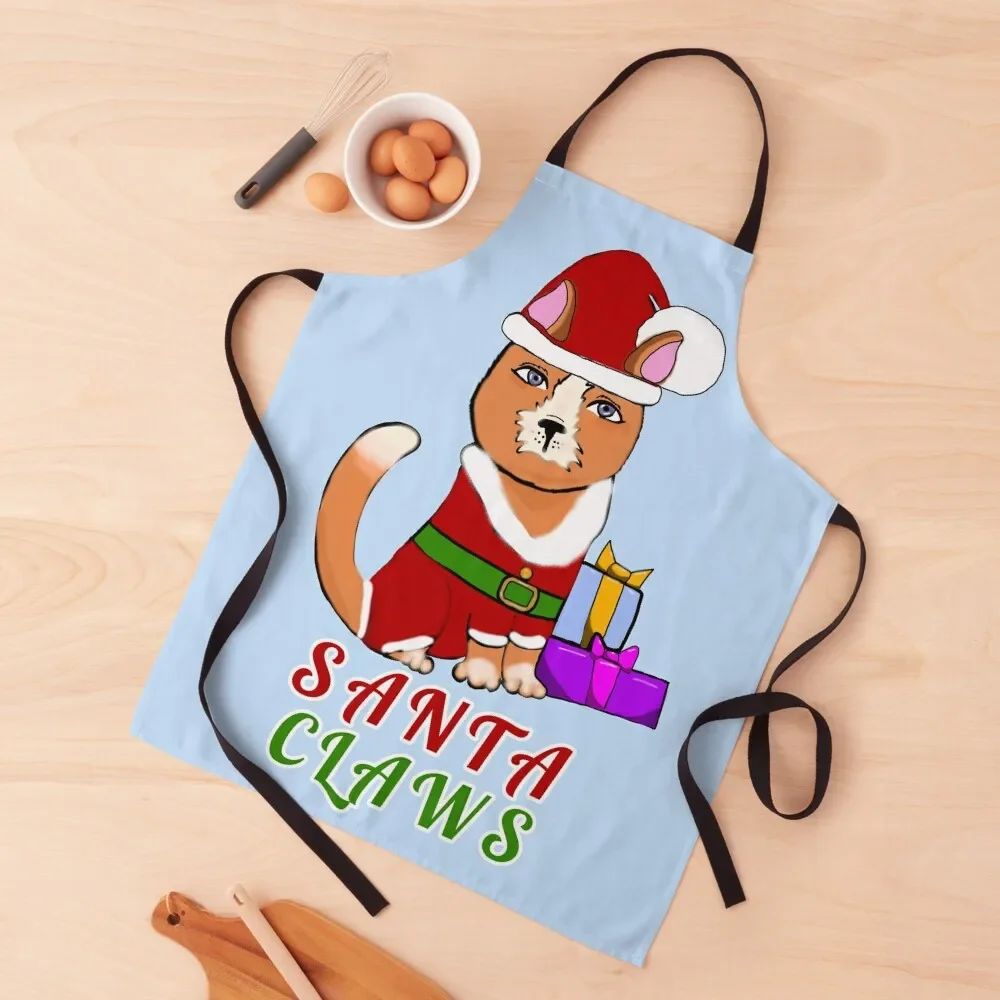 

Santa Claws is coming to town! Apron Kitchens Woman manicurist chefs Apron