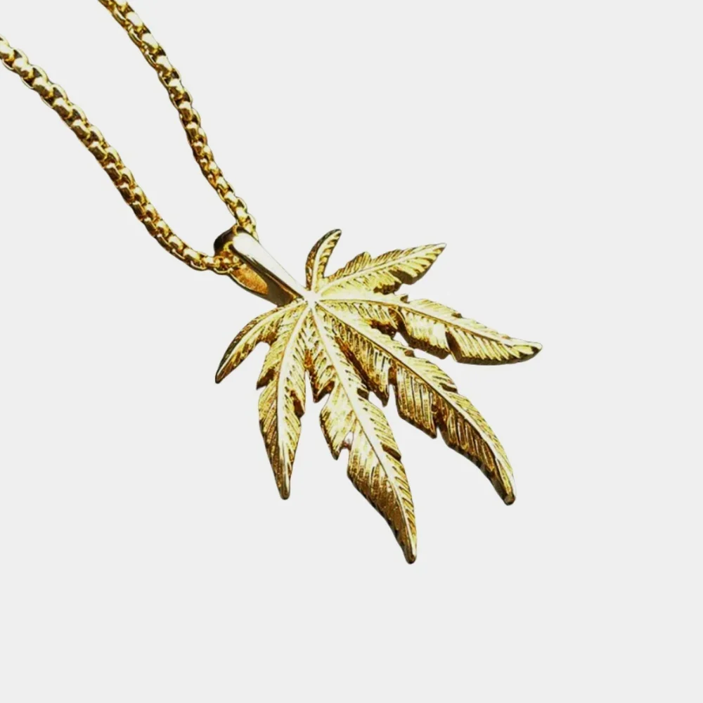 

Dropshipping Hemp Leaf Pendant Necklace for Women/Men Gold Color Jamaica Esserteauiana Necklace Hip Hop Jewelry 1391