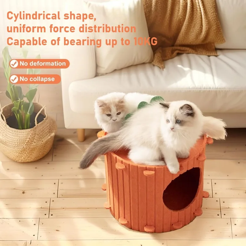 Cama plegable de fieltro para gato: cueva túnel cerrada