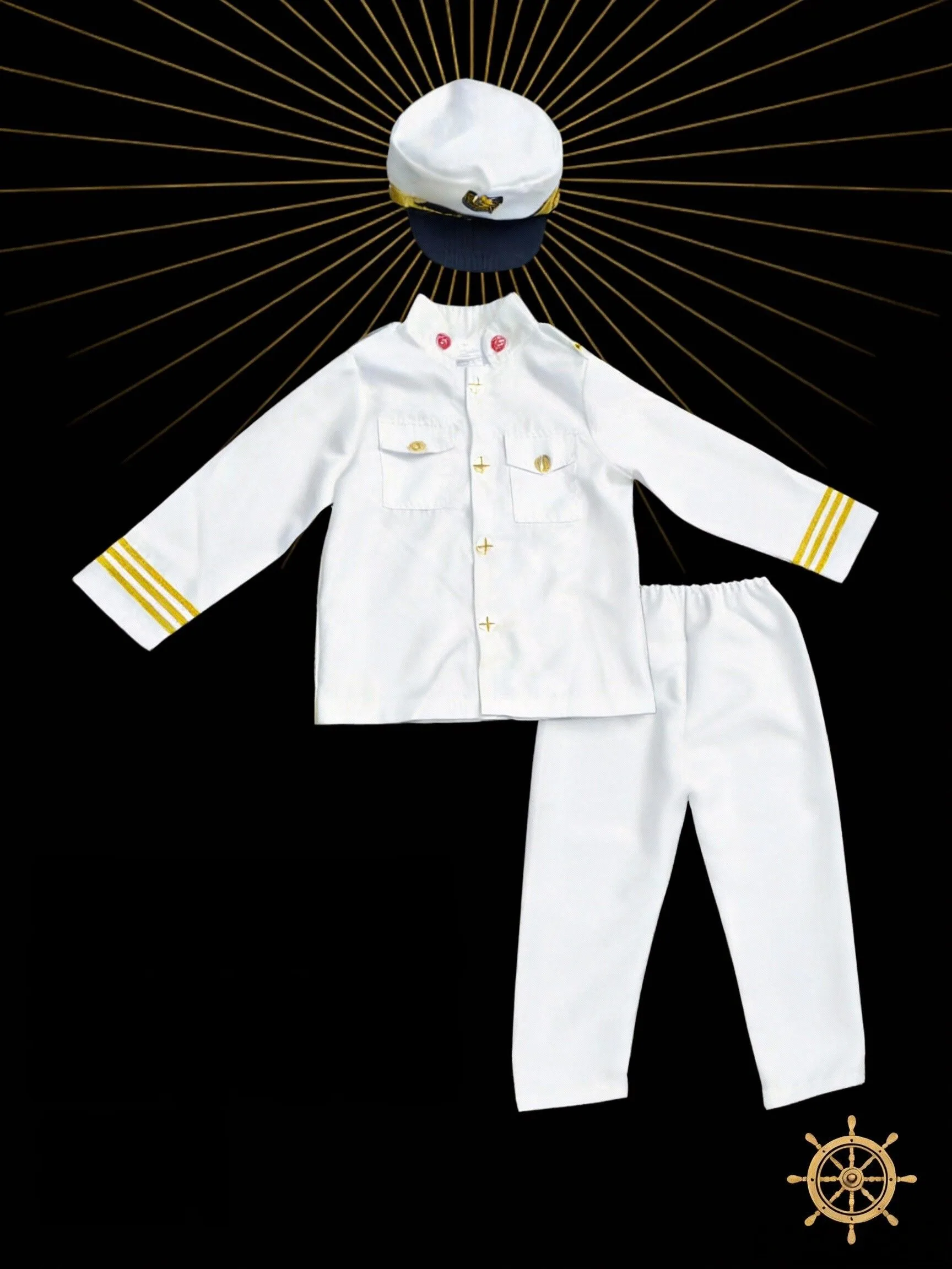 Children sailor uniform set with cap for stage show, holiday dress-up and themed activities view 3