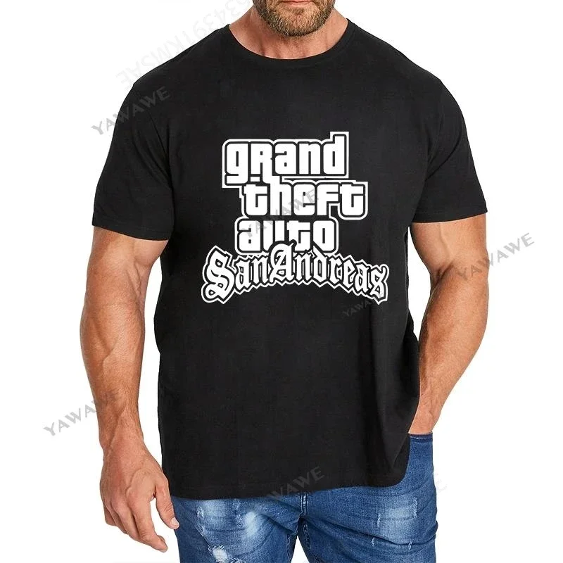 Лидер продаж, Мужская брендовая футболка, летняя хлопковая футболка, футболки больших размеров с автографом gta san принтер