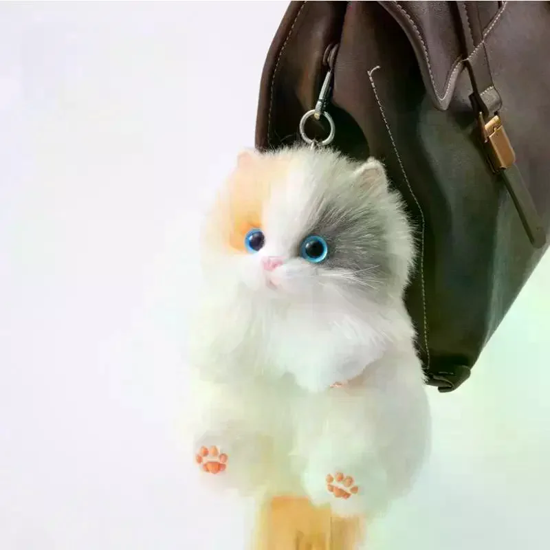 Nette Plüsch Katze Puppe Anhänger Schlüsselbund Mädchen Rucksack Puppe Anhänger Simulierte Tier Stofftier Paar Tasche Hängen Dekorative Geschenk