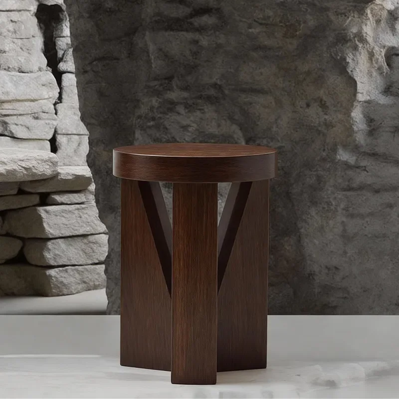 Creative Round Stool No Installation Needed Home Log Style Desktop Dining Coffee Table Light Swing Edge Design Feeling