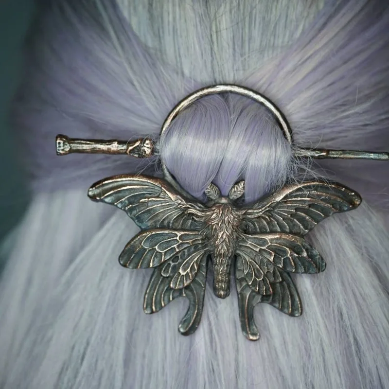 Ethnische Wikinger Punk Hexe Stick Haarnadel Chunky Moth Haar Stick Cosplay Halloween Party Kostüme Requisiten Gothic Nordic Kopfbedeckung – Detail 6