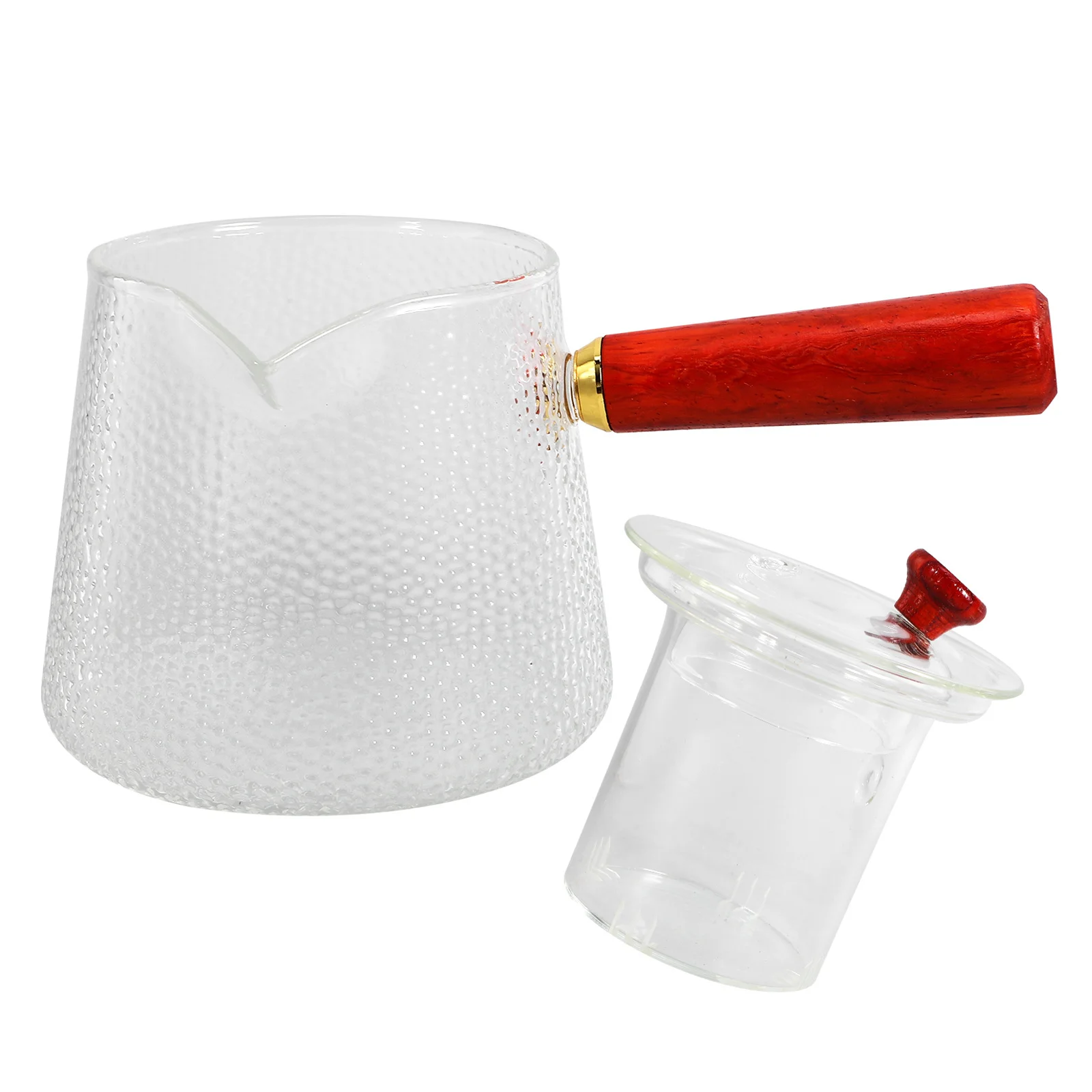 

Glass Teapot with Wood Handle Large Capacity Clear Transparent Tea Kettle for Loose Leaf Hot Water Brewing Household Tea Ware