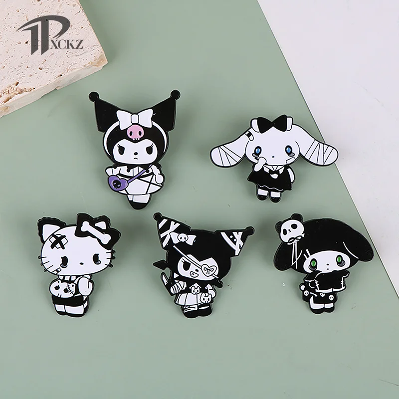 Lencana logam kartun Anime Enamel pin kerah gaya Gotik bros Kawaii untuk ransel