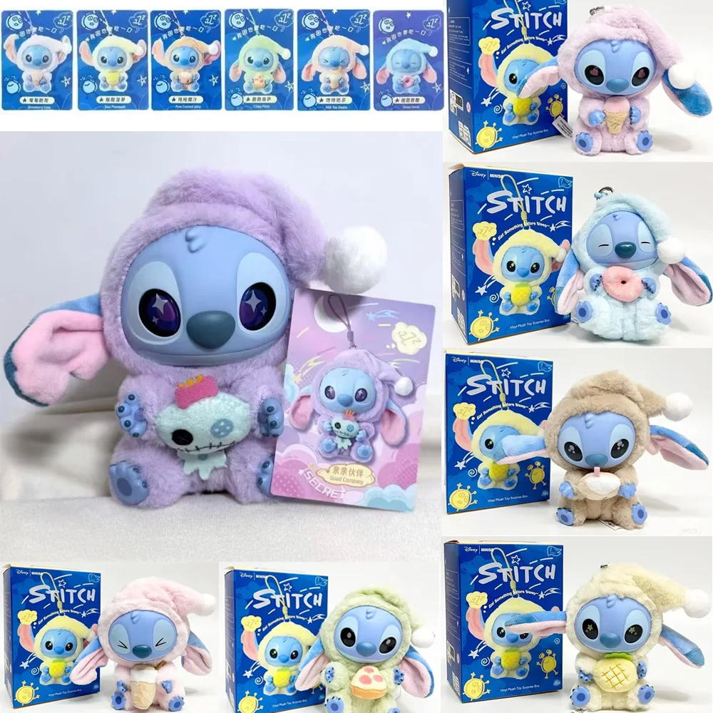 

MINISO New Stitch Eat Some Thing Before Sleep Series Vinyl Blind Box Bag Pendant Cute Plush Doll Mystery Box Toy Surprise Gifts