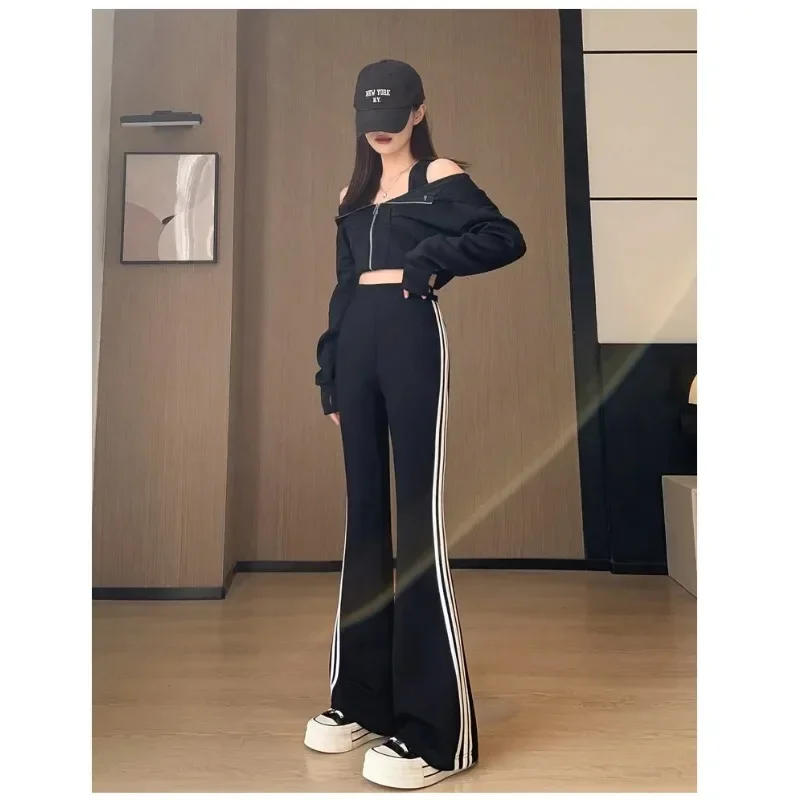 New Spring Summer Women\'s Wide Leg Pants Loose High Waist Casual Trousers Woman Korean Style striped Office Straight Pants