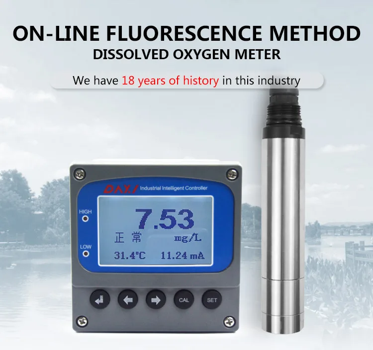 YUNYI online DO meter reader measure oxygen in water aquaculture aquarium analyzer, smart optical fluorescence dissolved oxygen