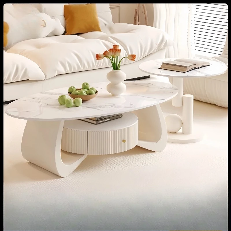 

Cream wind minimalist rock slab coffee table living room household light luxury tea table small apartment