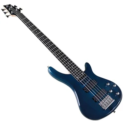 High Gloss Finish 43 Inch Electric Bass Guitar Active 5 Strings Blue Okoume Wood Body Bass Guitar With Pick Up