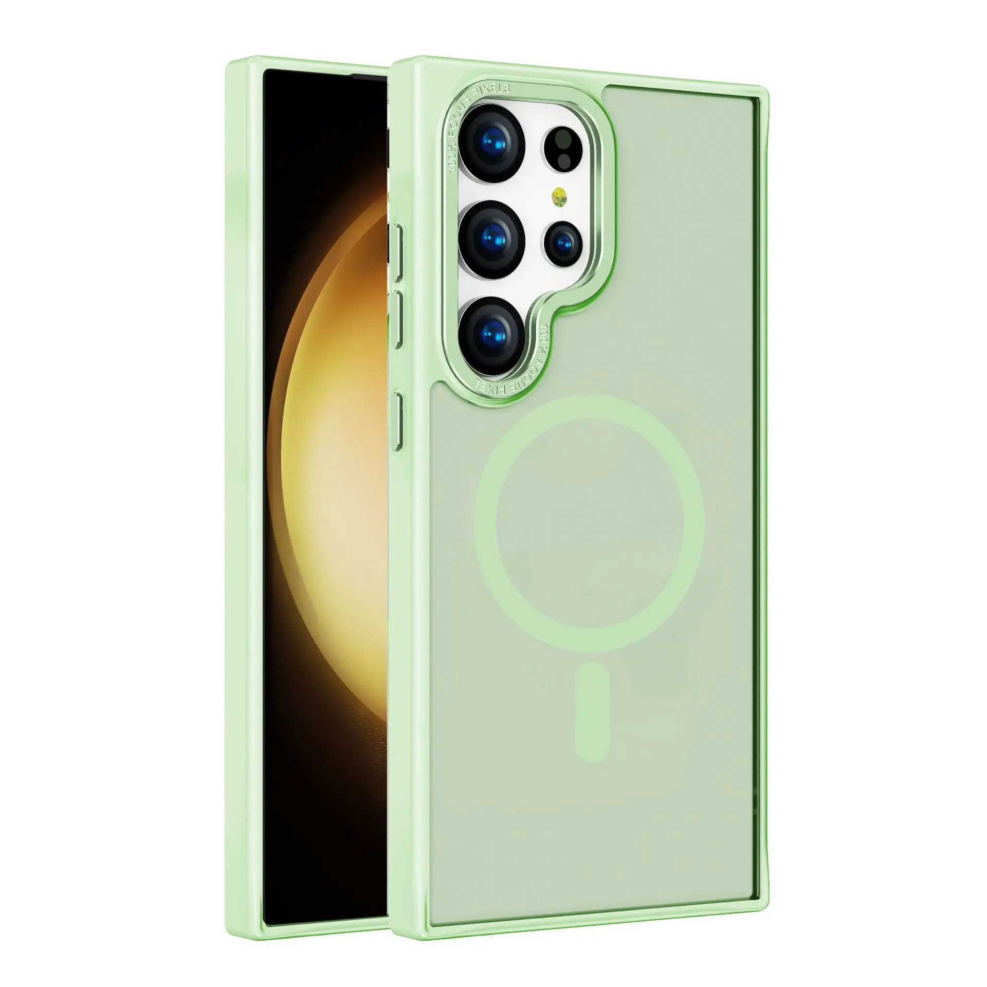 

For Samsung S24ultra Frosted Magsafe Phone Case S24 Plus Metal Lens Drop-Proof Skin-Like Magnetic Simple Premium Phone Case