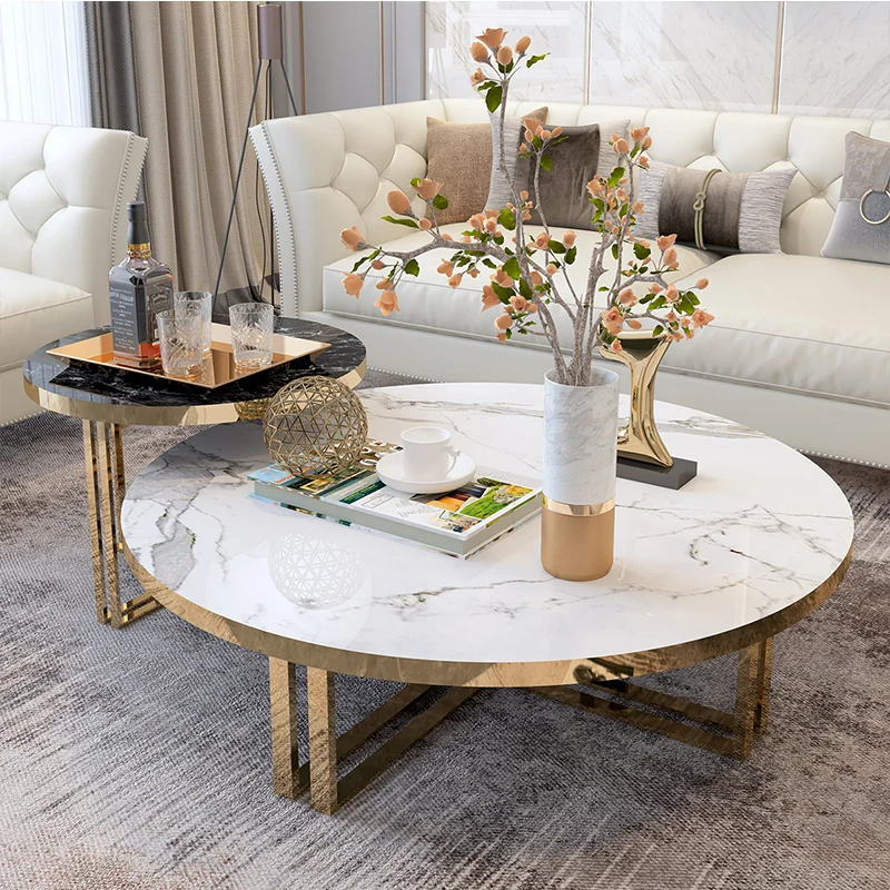 Modern Luxury Marble Round Tea Table Network Black Tea Table Creative Designer Combination Small Unit