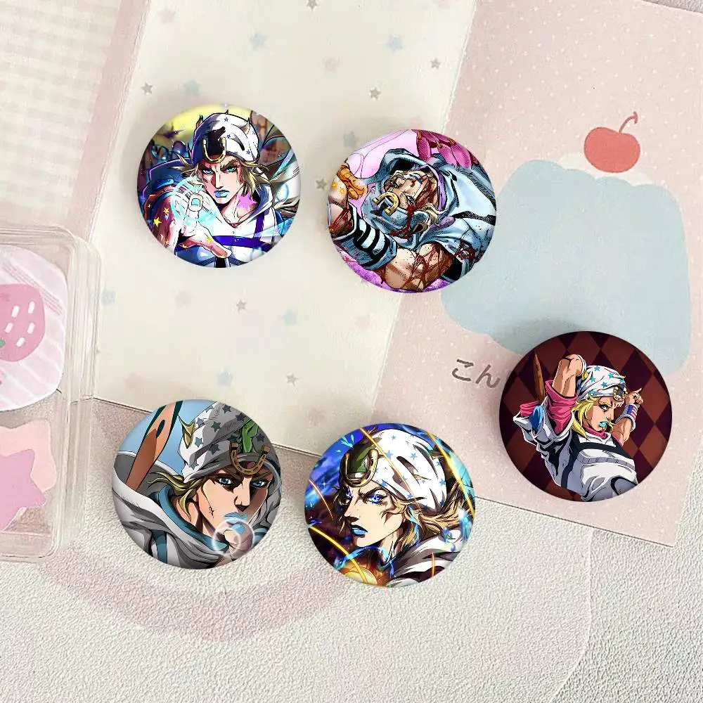 Anime Johnny Joestar J-Jojo Round Badge Creative Brooch Clothing Backpack Accessories Lapel Pin
