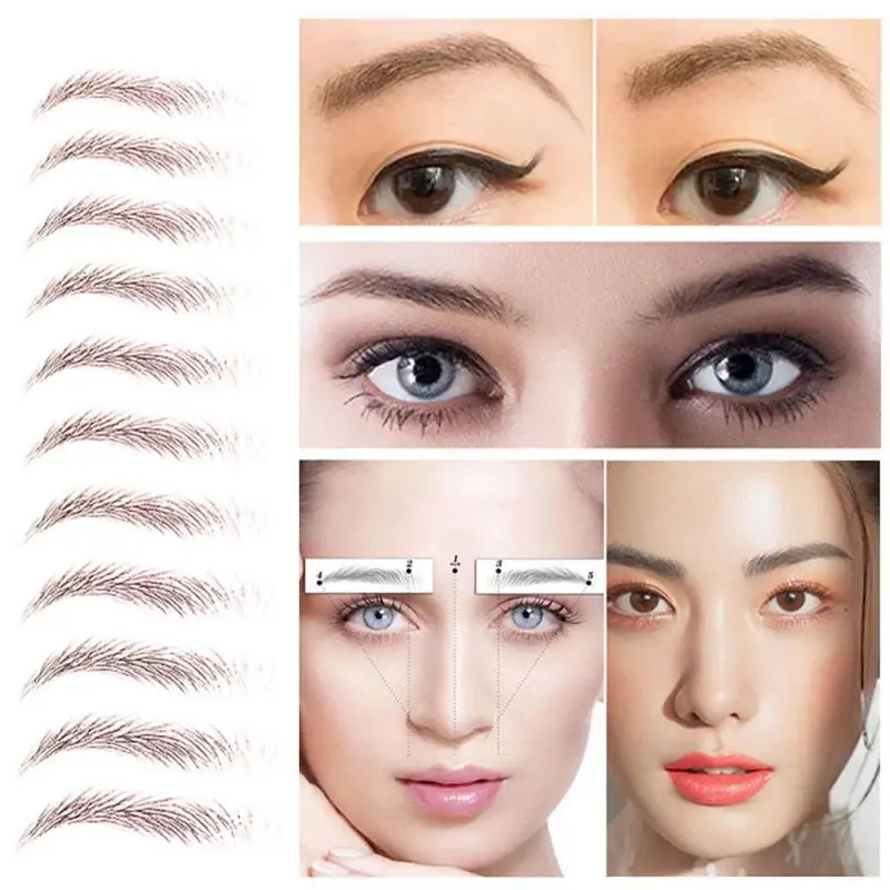Water-based Hair-liked Authentic Eyebrow Tattoo Sticker Waterproof Cosmetics Long Lasting Makeup False Eyebrows Stickers