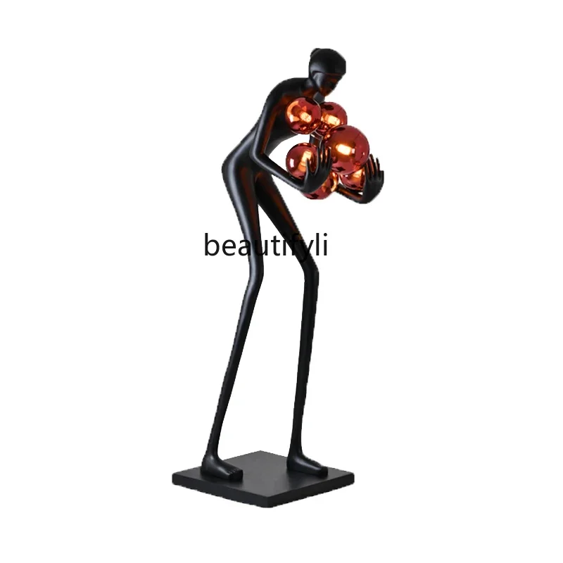 

Modern Abstract Humanoid Art Sculpture Floor Lamp Shopping Mall FRP Large Floor Ornaments