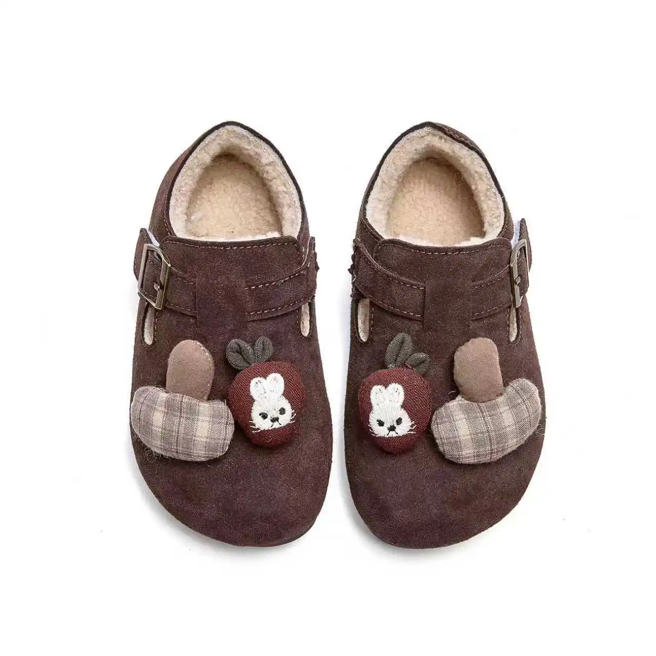 Baby Toddler Kid Suede Sherpa Lined Genuine Leather Faux Fur Clogs Boy Girl Casual Fuzzy Winter Warm Walking Unisex-Child Shoes