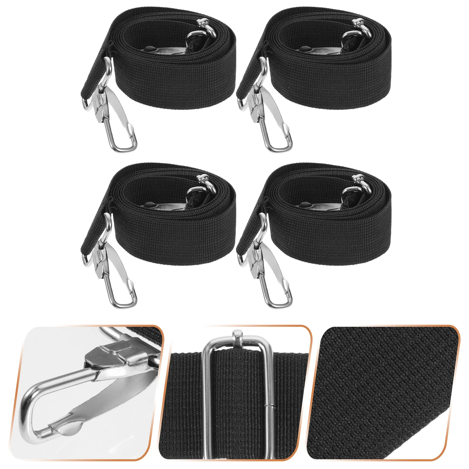 4 Pcs Snare Drum Strap Instrument Belt Adjustable Sling Black Replacement Polyester