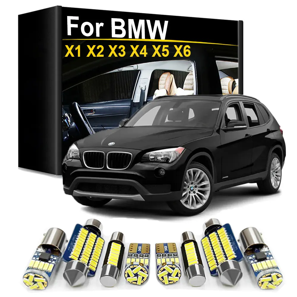 Interior LED Light Bulbs Kit For BMW X1 E84 F48 X2 F39 X3 E83 F25 X4 F26 X5 E53 E70 X6 E71 Canbus No Error Dome Map Trunk Lamp