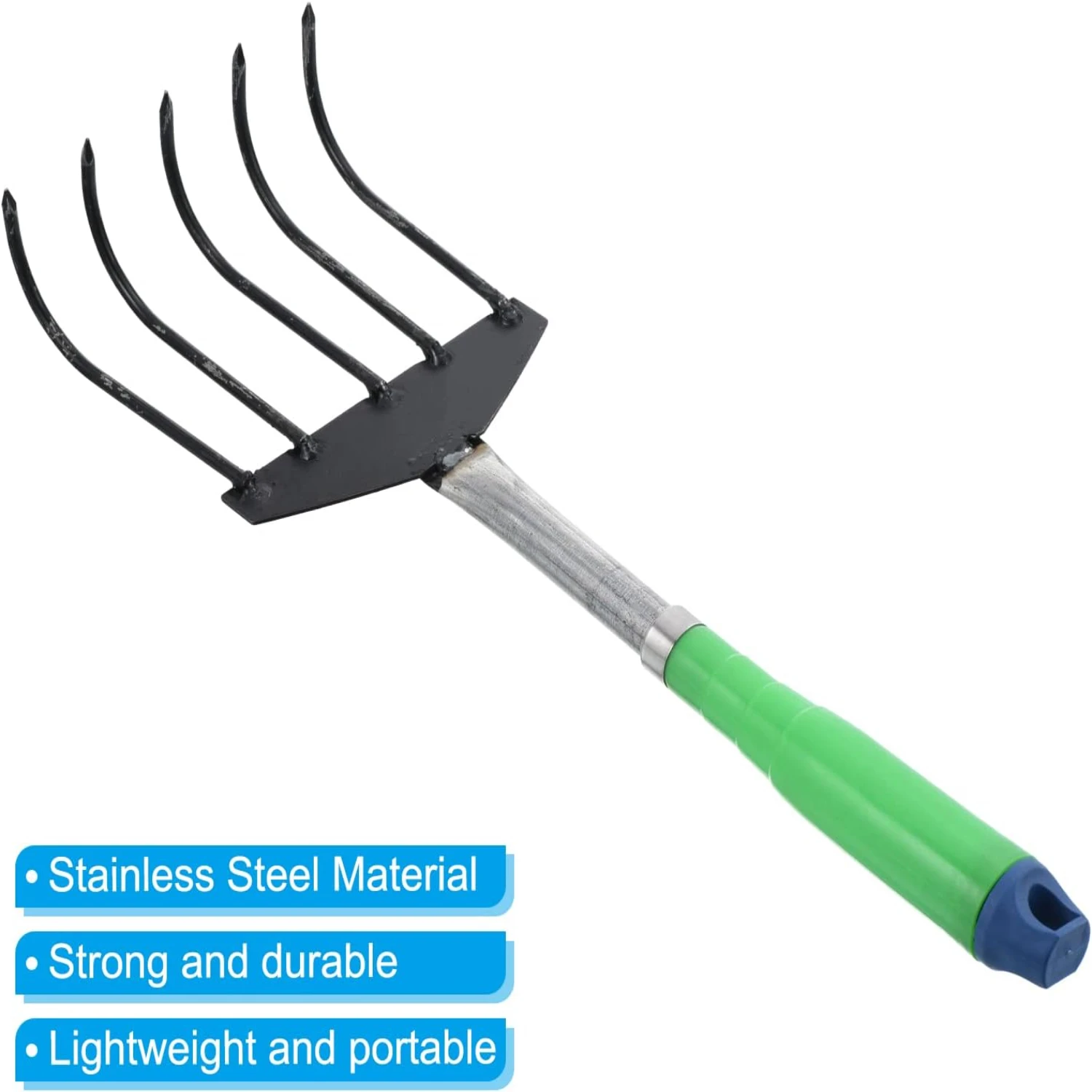 أداة مريحة للحديقة مع أداة زراعة التربة بمخلب 6 أسنان ومشط يدوي مقاس 15 بوصة للبستنة والعناية بالعشب الفعالة