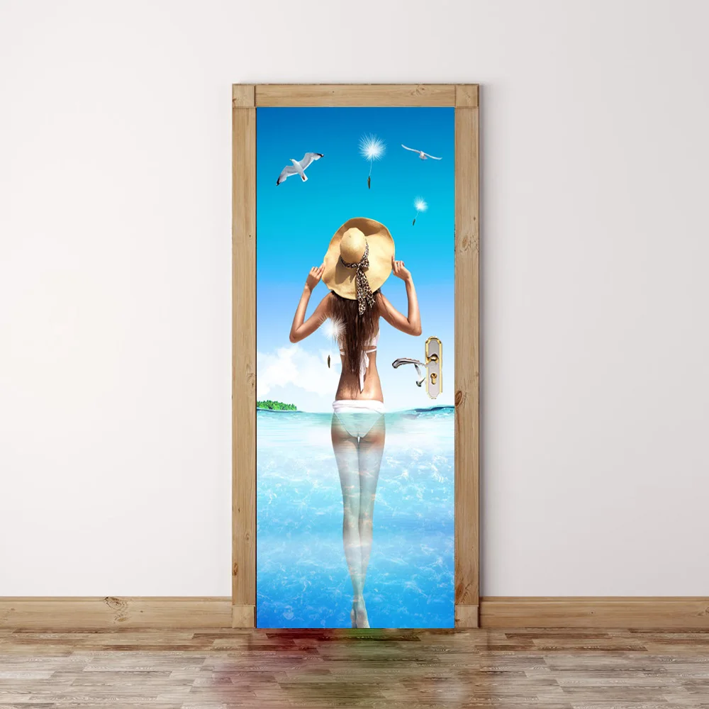 3D Self Adhesive Door Stickers PVC Stickers Sexy Beauty Back Wall Stickers Bedroom Living Room Decoration Waterproof Stickers