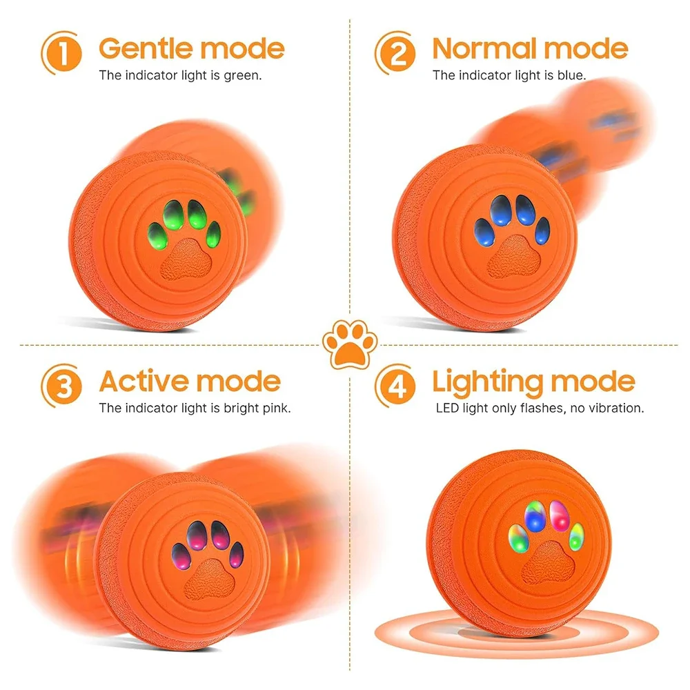 Interactive Dog Ball with LED Light Automatic Moving Bouncing Intelligence Puppy Toy Active Rolling Balls for Small Medium Dogs