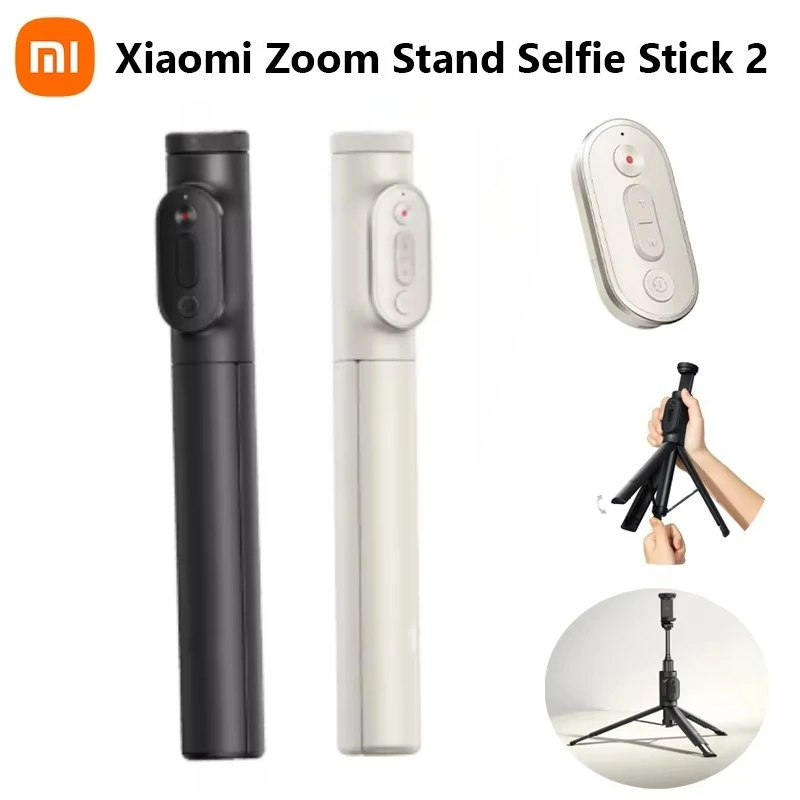 Originele Xiaomi Zoom Stand Selfiestick 2 met Bluetooth-compatibele afstandsbediening, 360 graden ° Draaibaar, opvouwbaar, draagbaar statief voor stabiele selfies