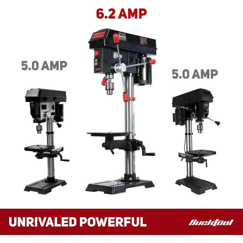 12 INCH 6.2A Professional Bench Drill Press, 3/4HP Powerful Benchtop Drill Press, Variable Speed Drill Press with IIIA Laser