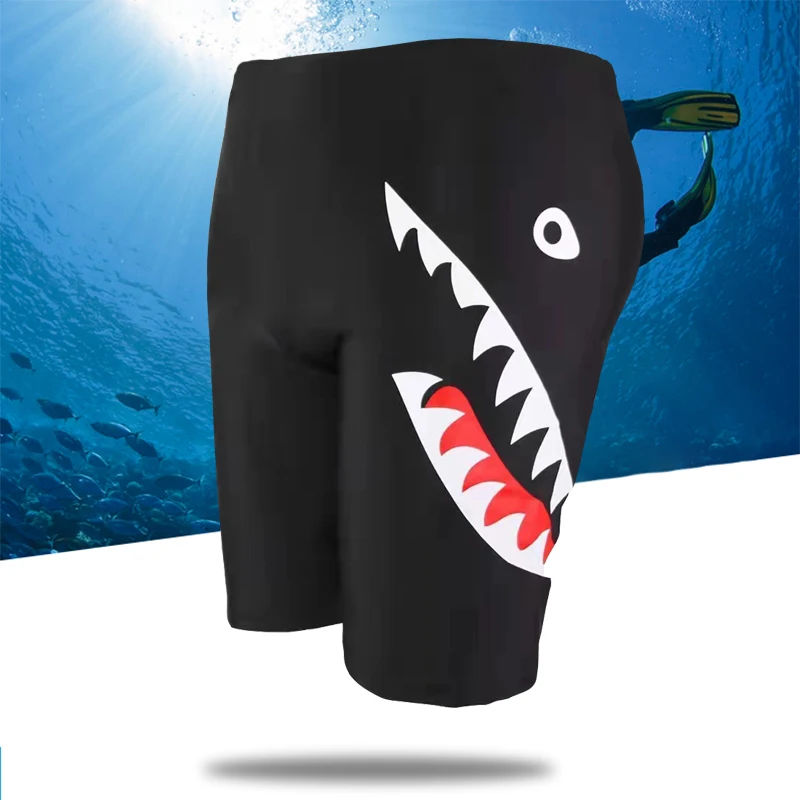 (XL-3XL) męska Shark kąpielówki długie dna szybkie suche elastyczne pięciopunktowe kąpielówki plaża strój kąpielowy gorąca wiosna stroje kąpielowe