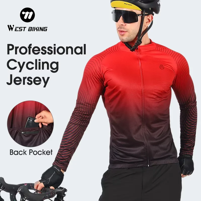 

WEST BIKING Cycling Jersey Long Sleeve Team Racing Bike Clothing Comfortable Men Shirt Fitness Running Sport Bicycle Jersey