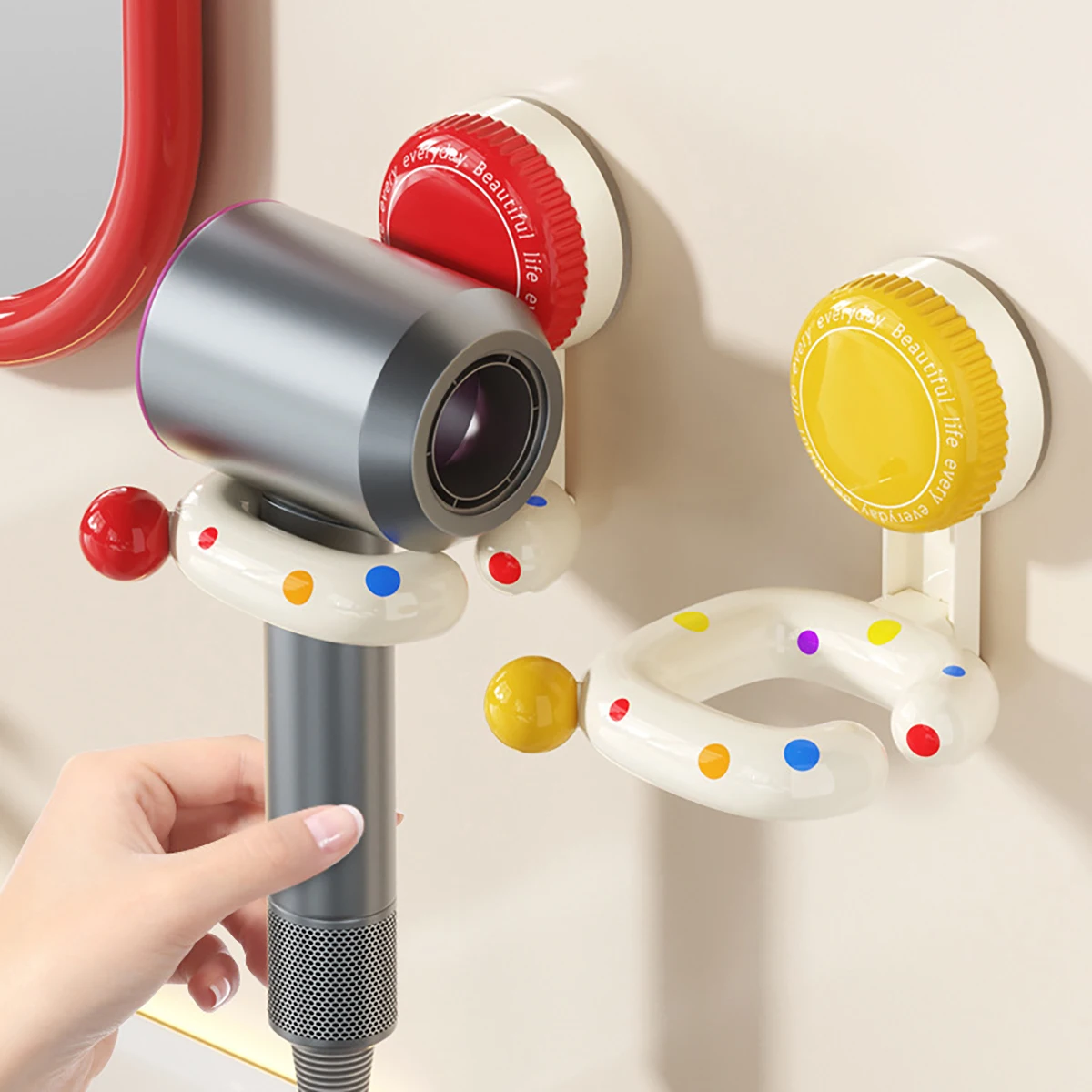 1pc Wave Point Suction Cup Hair Dryer Bracket Non Perforated Household Toilet Balcony Hair Dryer Storage