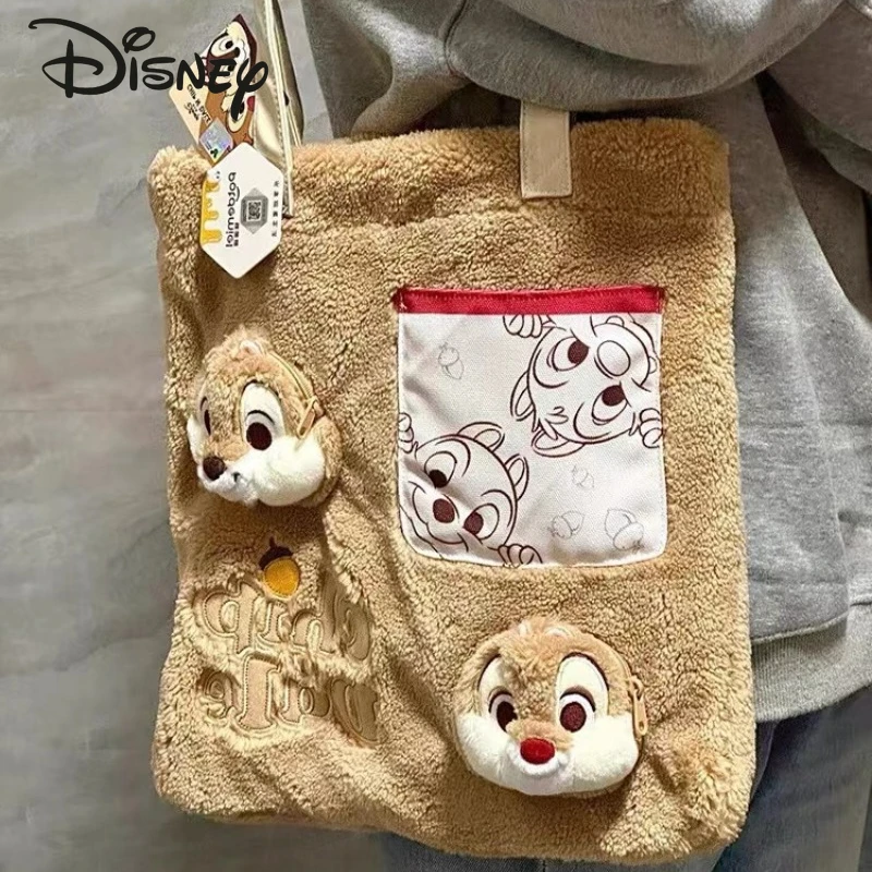 Disney Chichiti New Women's Handbag Cartoon Fashion Plush Women's Bag Luxury Brand Original Women's Shoulder Bag Large Capacity