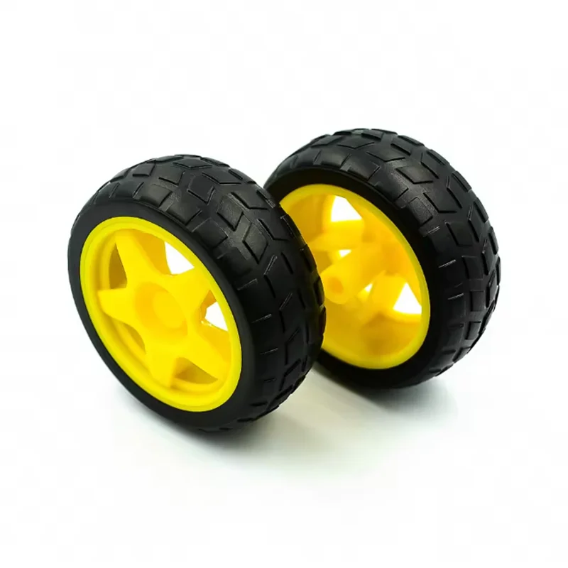 4Pcs DC Electric Motor DC 3-6V Dual Shaft Geared TT Magnetic Gearbox Engine with 65mm Plastic Car Tire Wheel Smart RC Car Robot