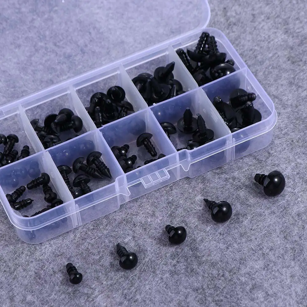 Vollschwarz 100 Stück Sicherheitsaugen Zubehör DIY lustige Augen 10 mm Augapfelzubehör Augen