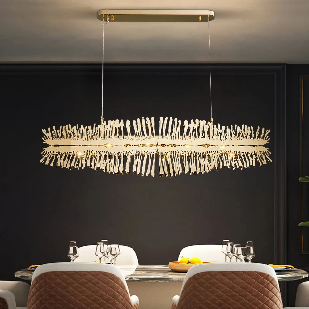 Modern art design gold chandelier for dining room luxury kitchen island hang lamp new creative home dececor led light fixture