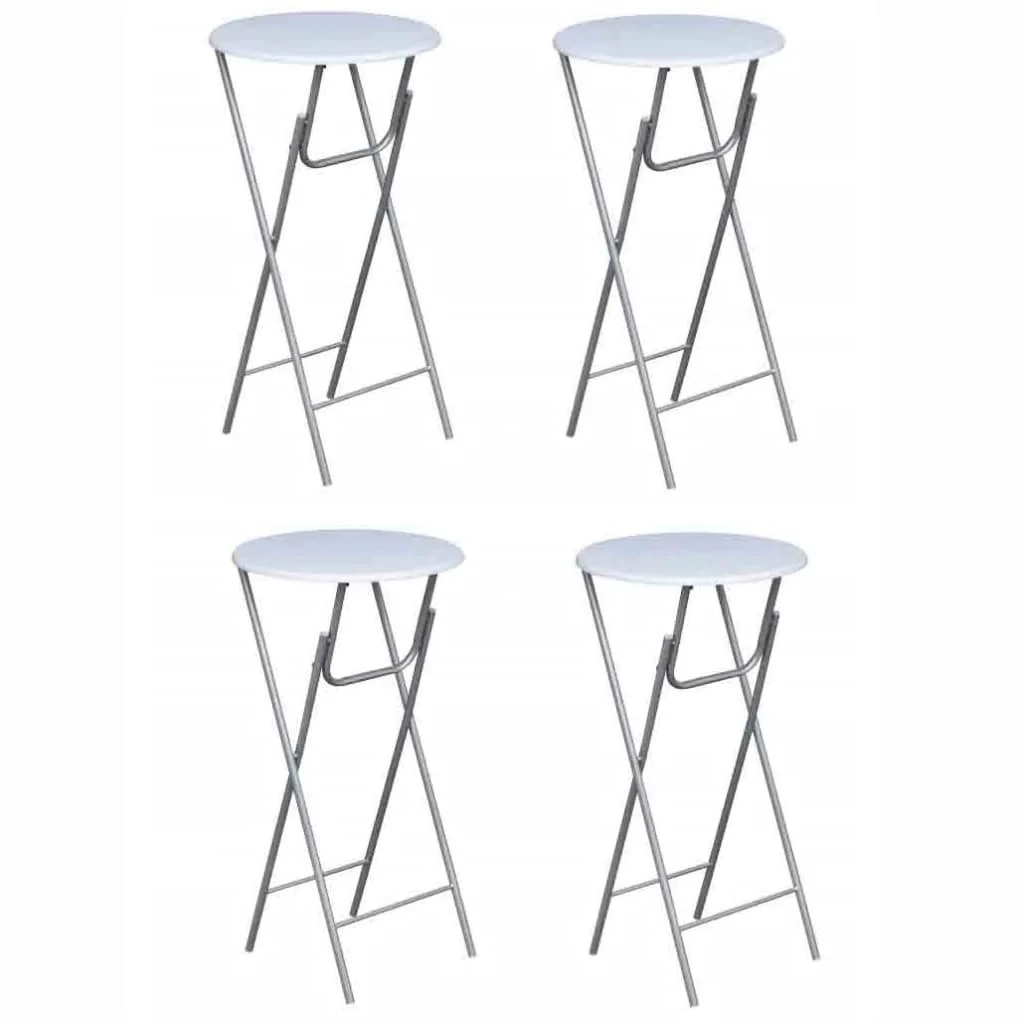 4-teiliger Bartisch mit weißer MDF-Tischplatte, klappbarer Campingtisch, leichter Picknicktisch für Balkon, Grill im Freien