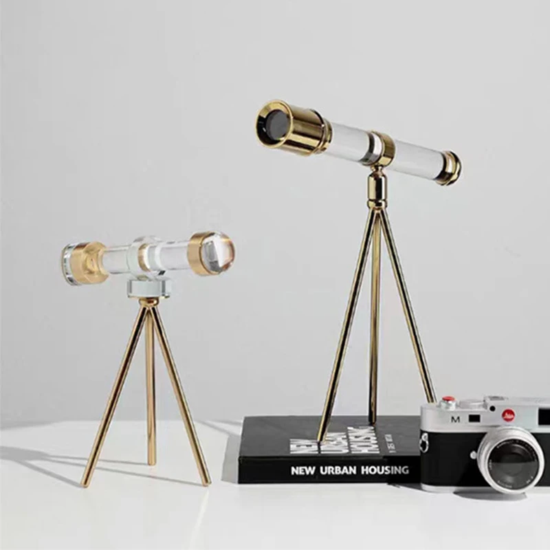 1Pc Crystal Binoculars Telescope Ornament Home Decoration Bedroom Living Room Ornament Binocular Astronomy Gift Home Decor