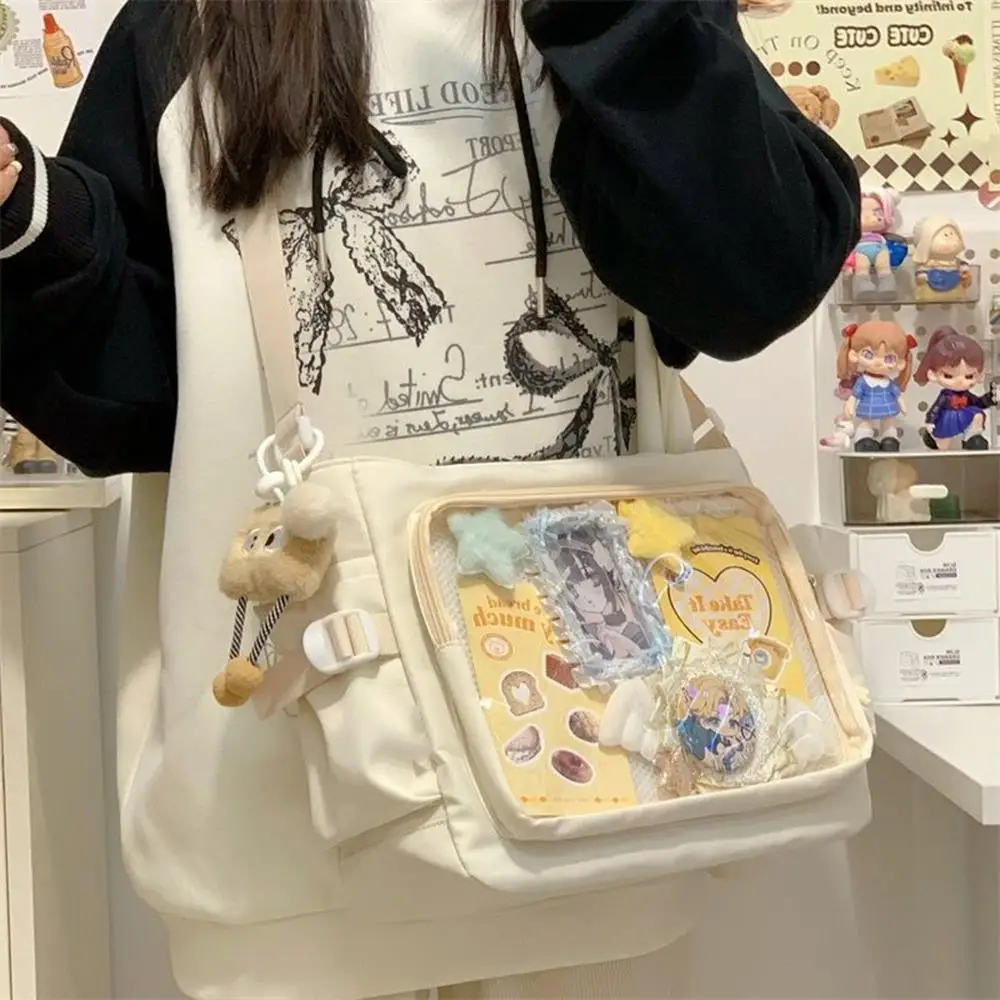 Japanese Ins Girl Soft Shoulder Bag Y2K JK Uniforms Transparent Ita Bag Student Commuting Tote Bag Large Capacity Shoulder Bag