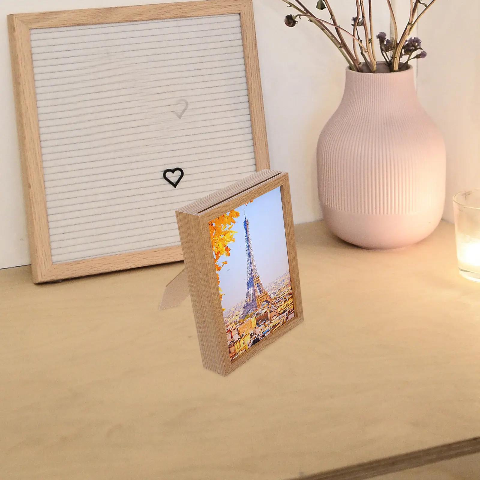 Creative Wooden Picture Frame Hidden Safe Box for Home Office Compact Storage Organizer Jewelry Cash Keepsake Display
