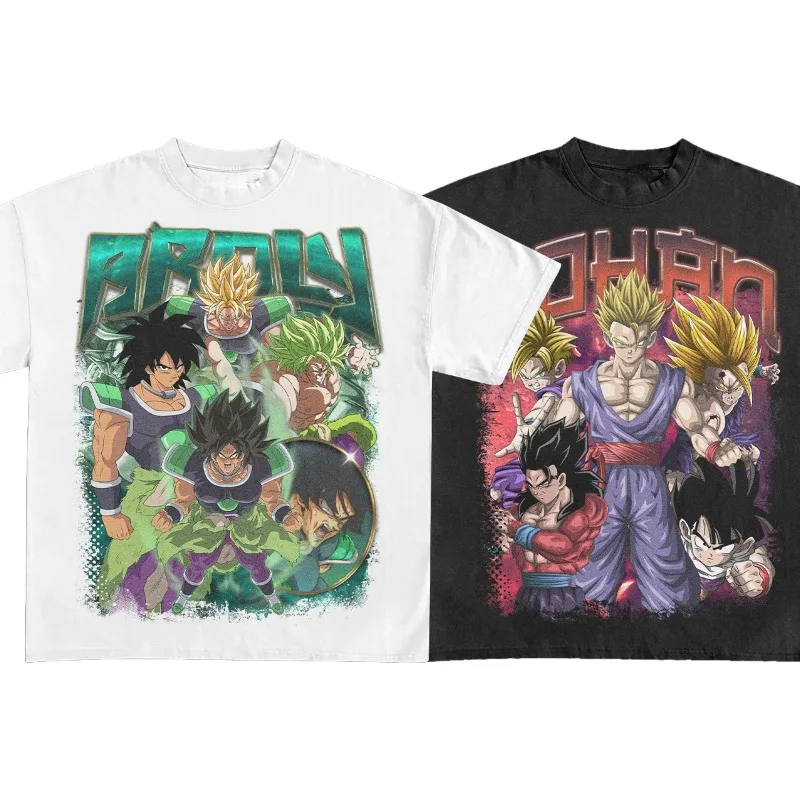 Zomer heren T-shirts Japanse Anime DRAGON BALL Print Kleding Harajuku Y2K Oversized Puur Katoen Mlae DBZ Mode Causale Slijtage