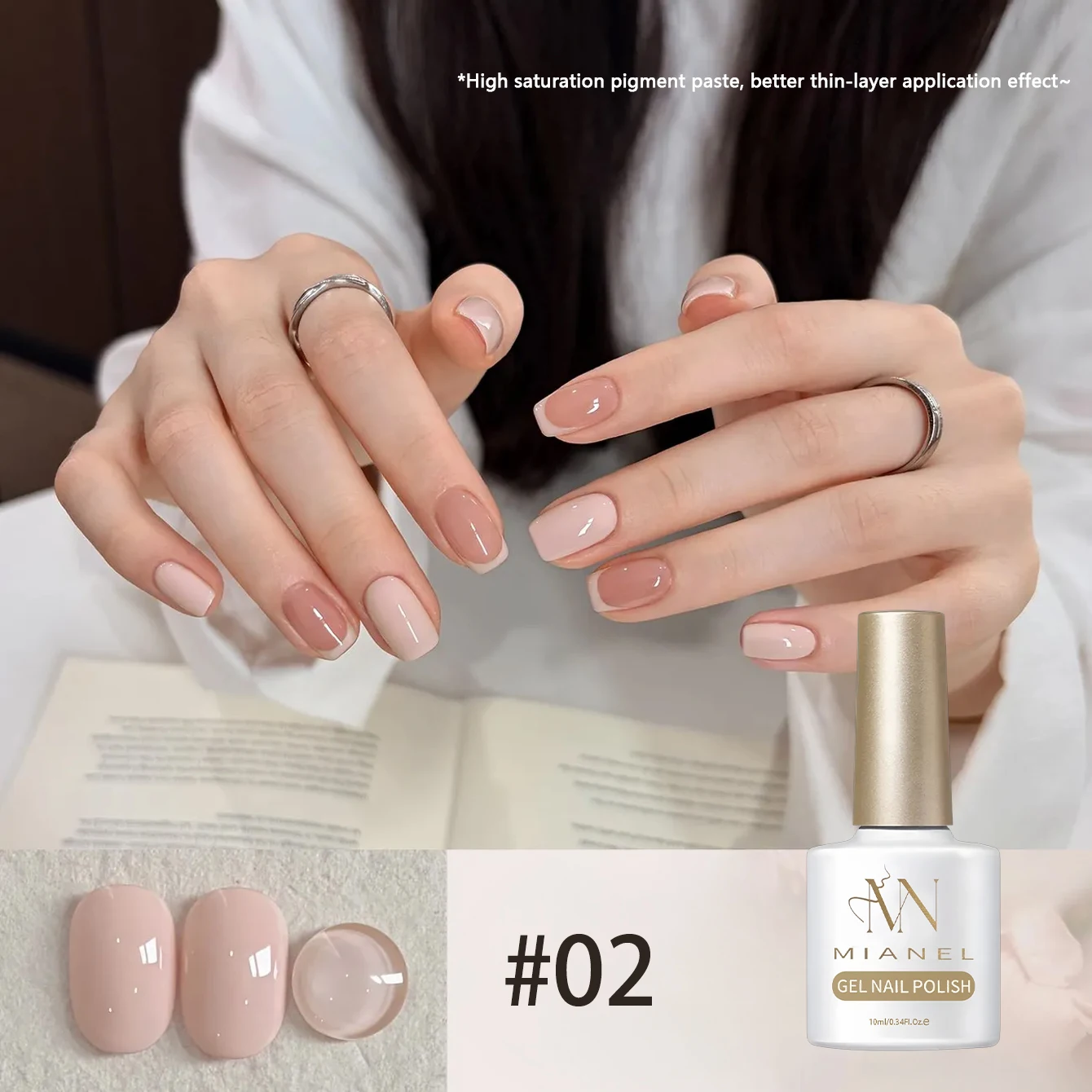 MIANEL 6-Color Sheer Nude Gel Polish – Japanese-Style "Ice-Translucent" Milk Tea & Nude Pink Shades (Perfect for Everyday Wear) view 4