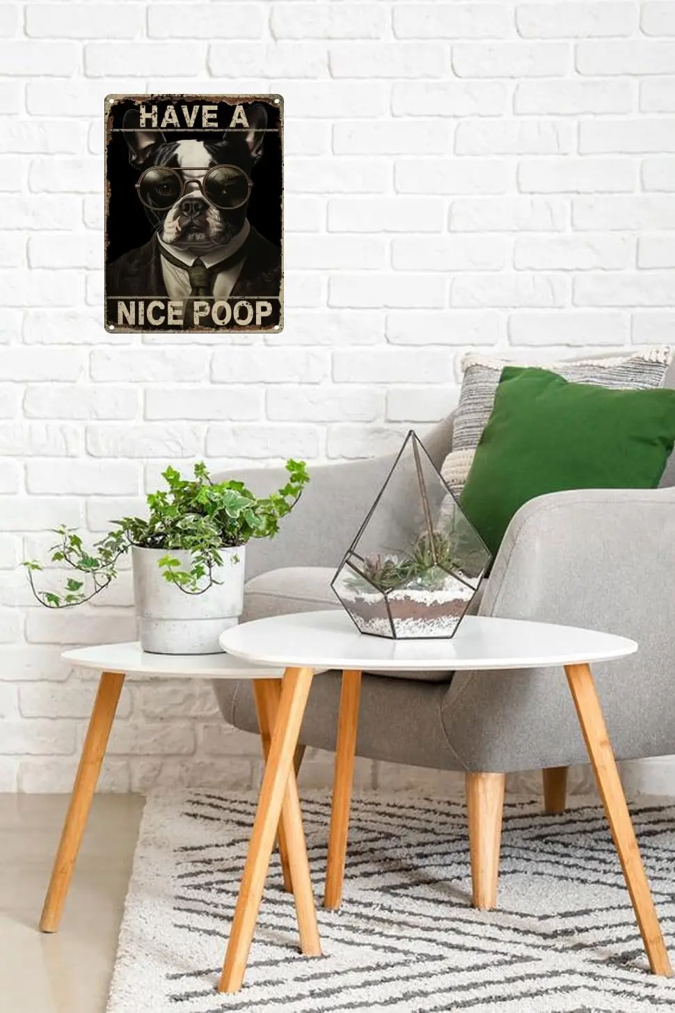 Boston Terrier Have a Nice Poop Bathroom Funny Novelty Metal Sign Retro Wall Decor for Home Gate Garden Bars Restaurants Cafes O