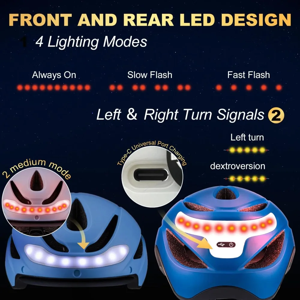 Eastinear Fahrradhelm Ride LED-Leuchten vorne und hinten, urbaner Rennradhelm, wiederaufladbares Blinker-Fahrradzubehör – Detail 5