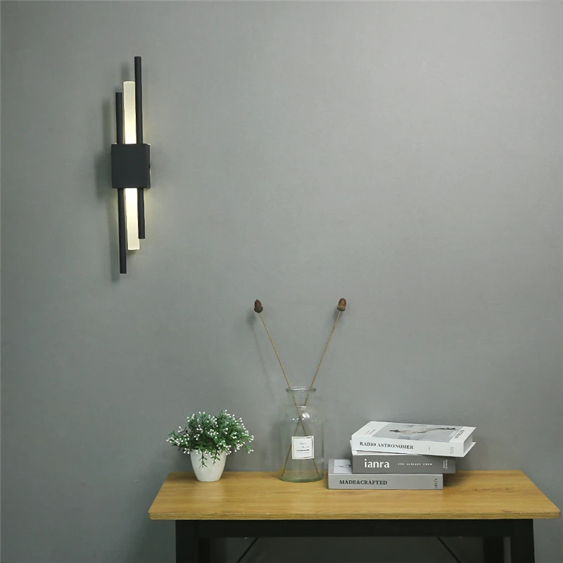 Imagem -03 - Modern Acrílico Tubo Lâmpadas de Parede Led Sconce Luz Preto e Ouro Ferro Arte Sala Decoração Quarto Iluminação Corredor