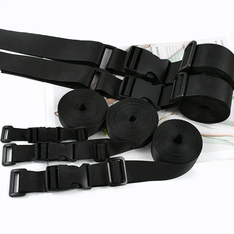 

8Sets 15-50mm Black Webbing + Release Buckle Handbags Belt Tri-Glide Slider Buckles Bag Backpack D Ring Hook DIY Accessories