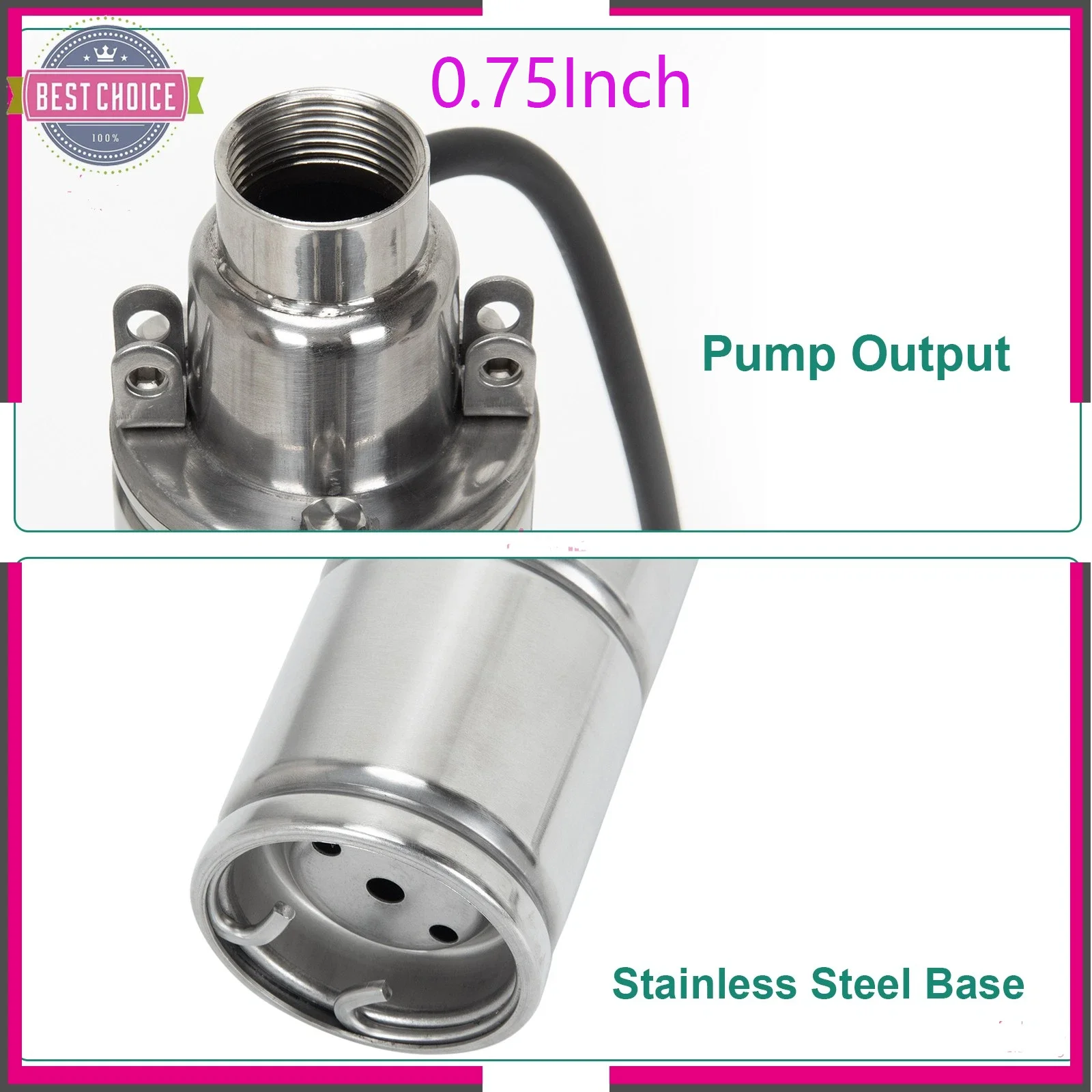 Solar Power Water Pump Drilling Pump with External Controller and Liquid Level Sensor DC Brushless Motor Solar Submersible Pump